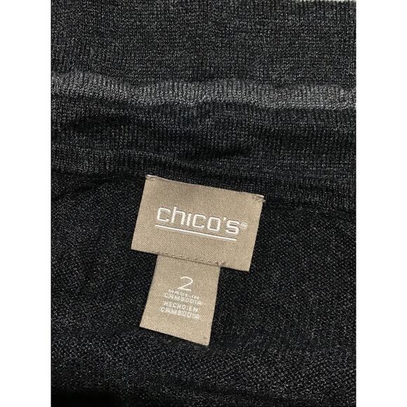 Chico's Gray Cashmere Striped Sweater, Size 12 - Picture 6 of 8